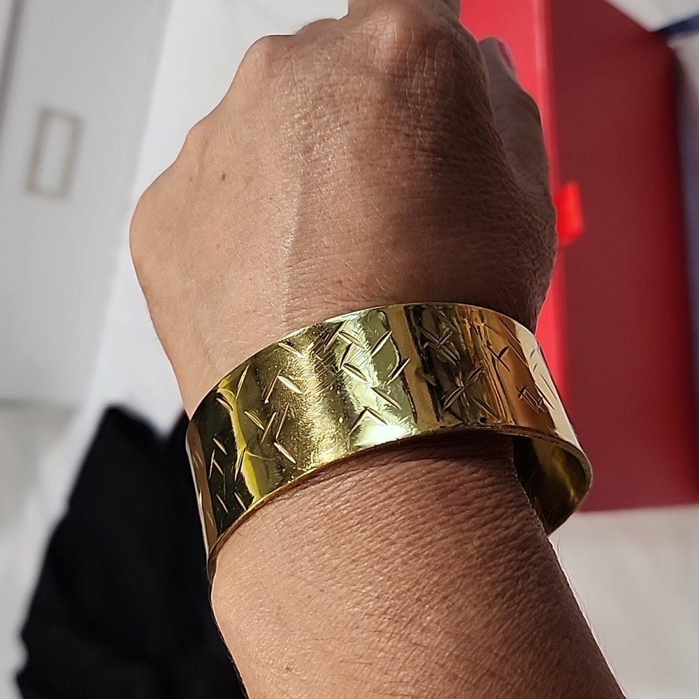 Coach Gold Tone Cuff Bangle Bracelet